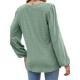 thumbnail image 5 of Hibeli Women Grommet Holes V Neck Puff Long Sleeve Solid Color Eyelet Top, 5 of 7