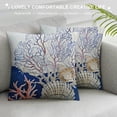 thumbnail image 3 of JEUXUS  Throw Pillow Cover Indigo Ocean Coral Seashells Nautical Beach House Decorative Pillow Case Home Decor Square Cushion Pillowcase, 3 of 5
