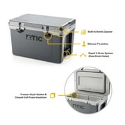 RTIC 52 Quart Ultra-Light Hard Cooler Bundle, with Freezable Divider & Dry Basket, Darl Grey & Cool Grey