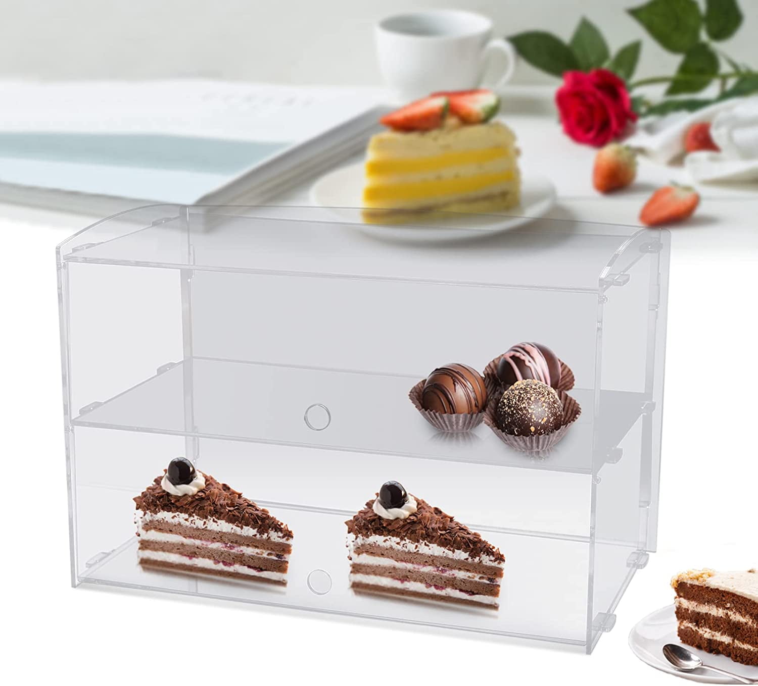 Buy 3 Tier Large Acrylic Cake Display Case Cabinet Cupcake Pastry Bakery  Donut 3 Adjustable Shelves Transparent 5mm Thick - MyDeal