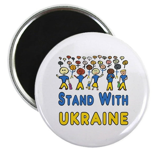 CafePress - Stand With Ukraine Magnets - 2.25" Round Magnet, Refrigerator Magnet, Button Magnet Style