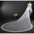 thumbnail image 2 of EllieWely 2 Tier Wedding Veil Cathedral Length 3.5 M(138 inch) Bling Sequin Lace Bridal Veil With Metal Comb HL08 White, 2 of 5