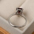 thumbnail image 3 of Rectangle garnet bridal ring, emerald cut sterling silver, January birthstone ring, 3 of 4
