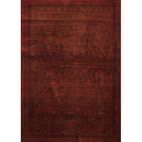 Ahgly Company Indoor Rectangle Abstract Orange Contemporary Area Rugs, 6' x 9'