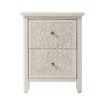 thumbnail image 5 of COZAYH Farmhouse Fully-Assembled Nightstand with 2-Drawer, Flower Motif End Table for Small Spaces, French Country, Modern, Distressed Finish, White-Washed, 5 of 9