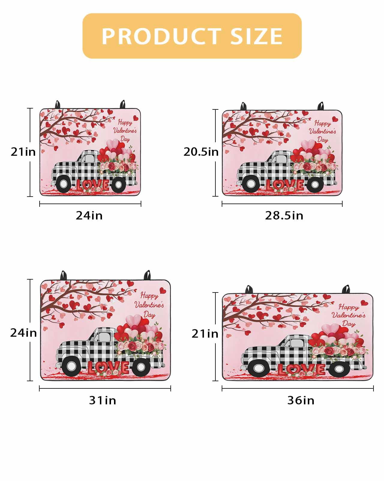 Large Induction Cooktop Protector Mat Valentine's Day Stove Top Covers for Electric Stove, Ombre Pink Love Tree Truck Roses Plaid Decorative Stove Burner Cover Mats, Glass Top Stove Cover