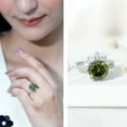 thumbnail image 3 of Rosec Jewels Lab Grown Green Sapphire Floral Bridal Ring Set with Moissanite - 10 mm - 2 Rings Set - AAAA Quality, 10K White Gold, US 4.50, 3 of 9