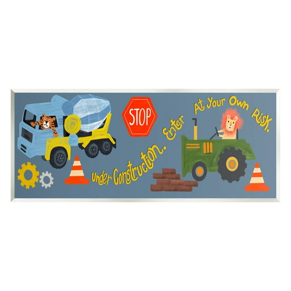 Stupell Industries Under Construction Boy's Room Transportation Painting Unframed Art Print Wall Art, 17 x 7