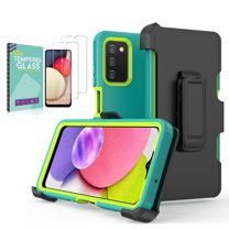 Xhy Samsung Galaxy A03s Case with Screen Protector   Belt Clip Holster Heavy Duty Hard Shockproof Armor Protector phone Case Cover (Green Yellow)