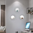 thumbnail image 4 of 3 Pack Metal Mirrors for Wall Sunburst Wall Mirrors Home Décor Decorative Hanging Wall Art for Living Room Bedroom Entryway (Silver Crystal, Flower+Sunburst), 4 of 7