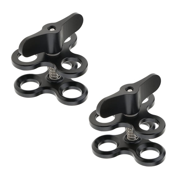 2 Abrazaderas De Bola Triples, Soporte De Sistema De Brazo De Luz De Buceo Submarino De 3 Agujeros, Negro Sunnimix Abrazadera de bola triple de 3 orificios y 1 pulgada