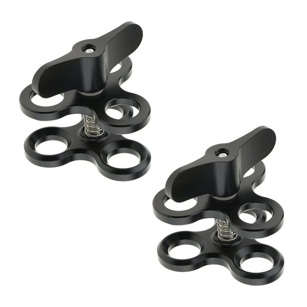 2 Abrazaderas De Bola Triples, Soporte De Sistema De Brazo De Luz De Buceo Submarino De 3 Agujeros, Negro Sunnimix Abrazadera de bola triple de 3 orificios y 1 pulgada