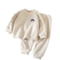 thumbnail image 2 of Chibenne Children's Girls Boys Fuzzy Outfits, Winter Clothes, Kids Fleece Long Sleeve Crewneck Tops and Pants 2-Piece Set Size 4T, 2 of 5