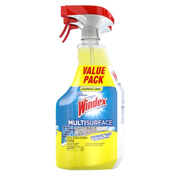 Windex Disinfectant Cleaner MultiSurface 26oz, 2 ct