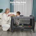 thumbnail image 4 of Pamo Babe Unisex Portable Baby Play Yard Include Wheels, Canopy, Changing Table for Newborn(Grey), 4 of 10