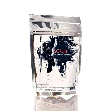 Activating Body Scrub Activated Charcoal Scrub 4oz – 100% Natural Body Scrub & Facial Cleanser - Deep Cleaning & Exfoliating - Reduces Pores, Removes Blackheads & Acne - Made in USA - Cellulite Treatment ()