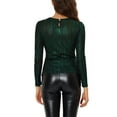 thumbnail image 3 of INSPIRE CHIC Women's Top Long Sleeve Sparkly Glitter Shiny Metallic Tops S Green, 3 of 6
