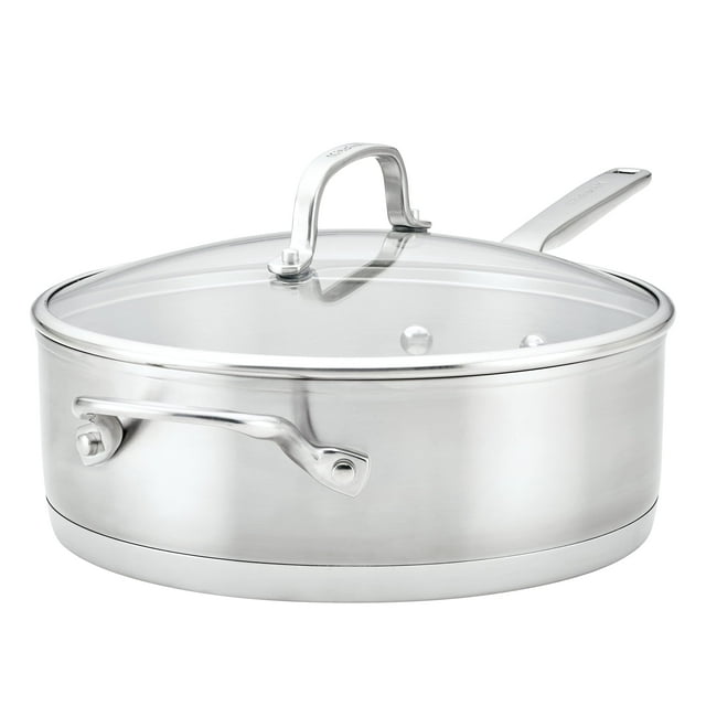 Sartén KitchenAid de acero inoxidable cepillado de 4,5 L con tapa