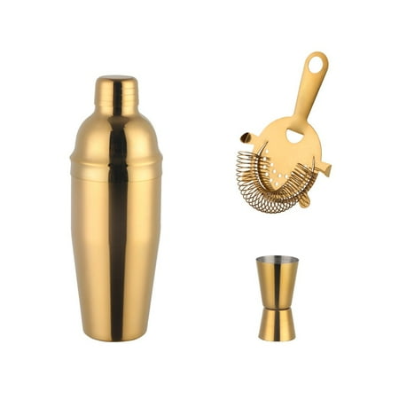 

Stainless Steel Cocktail Set 750ml Cocktail Shaker Set with Measuring Cup Ice Filter Strainer Bartender Kit Bar Set 1-5 Pieces