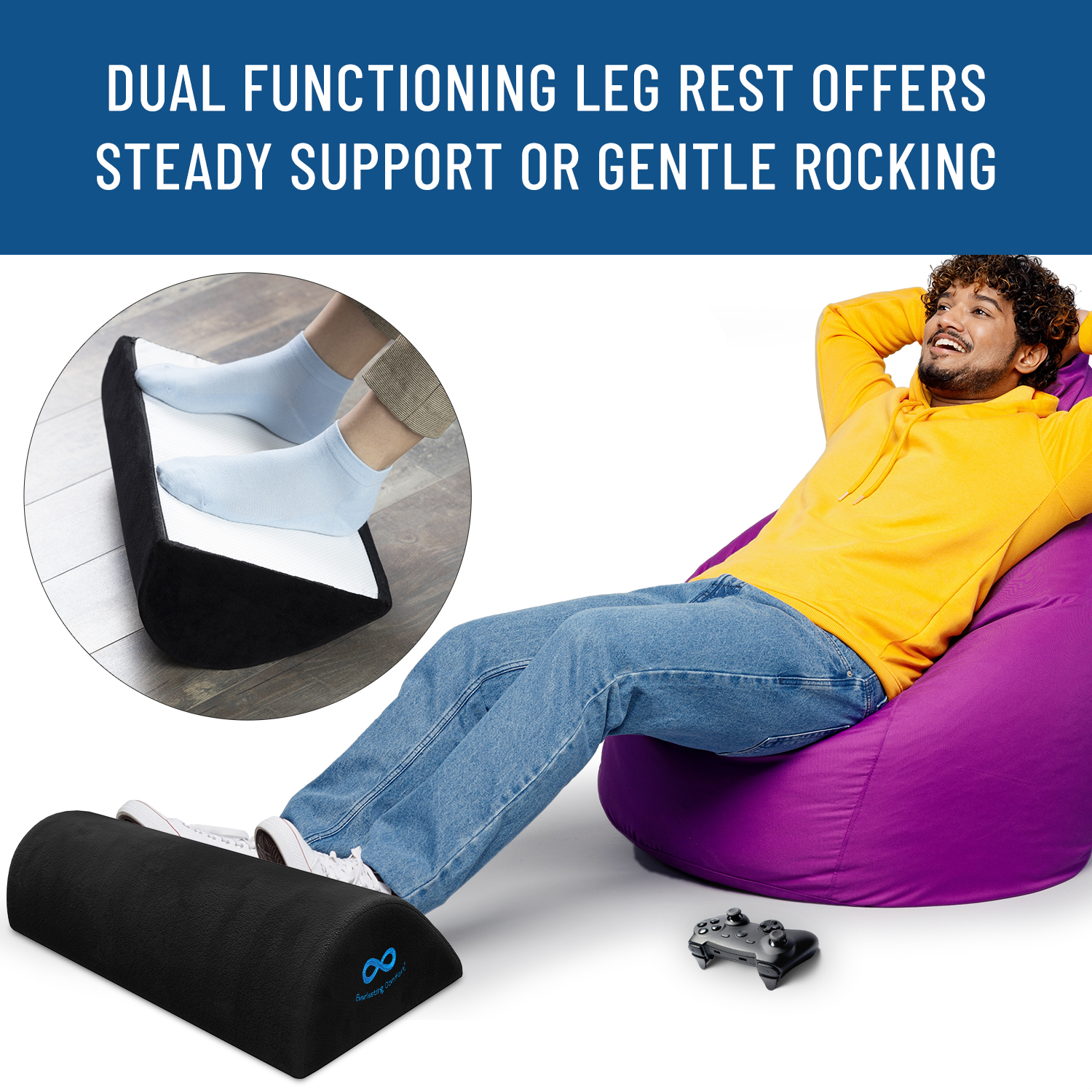 Everlasting Comfort Office Foot Rest Under Desk Ergonomic Memory Foam Foot Pillow, Black - image 3 of 8