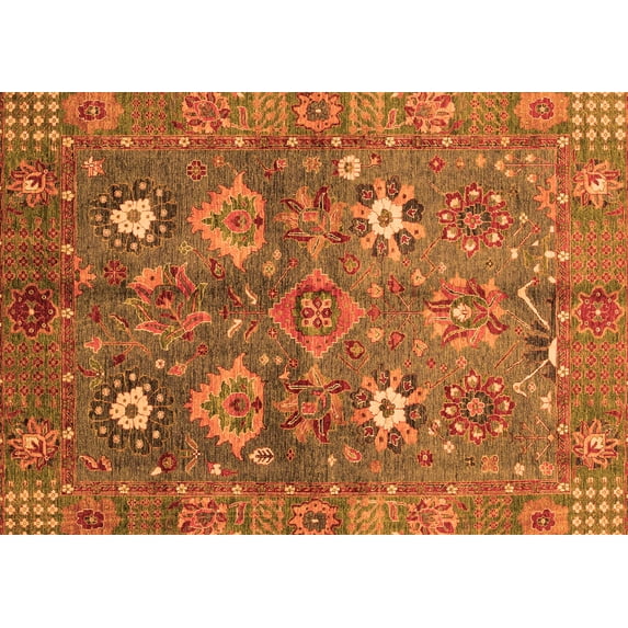 Ahgly Company Indoor Rectangle Oriental Orange Traditional Area Rugs, 6' x 9'