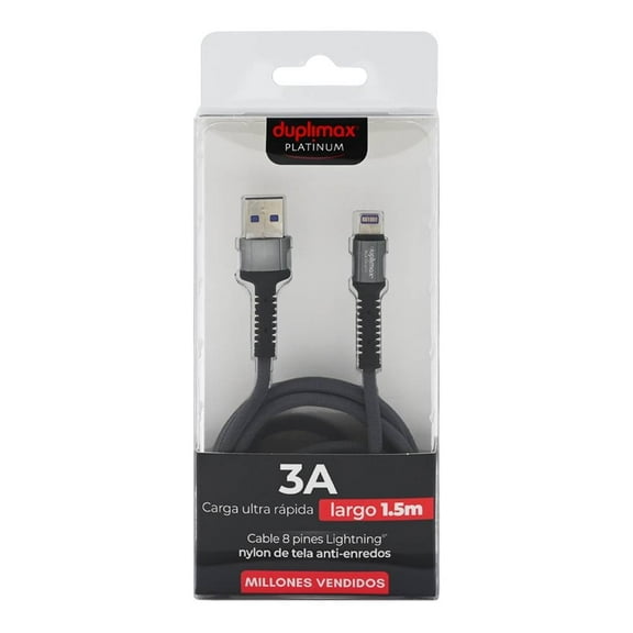 Cable 8 pines a USB Duplimax Platinum 3A Nailon Gris