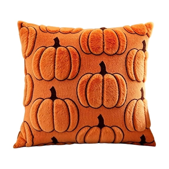 Pumpkin Decorative Throw Pillow with Textured Plush Pattern for Sofa Bed Chair and Autumn Harvest Home Decor