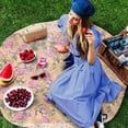 thumbnail image 3 of Spring Floral Round Tablecloth 60 Inch - Waterproof Fabric Table Cloth Protector, Pink Summer Botanical Polka Dot Rustic Tablecloths Washable Table Cover for Kitchen Banquet Coffee Table, 3 of 6