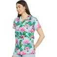 thumbnail image 3 of Stylore Womens Hawaiian Shirt Short Sleeve Blouse Flamingo Turquoise M, 3 of 7