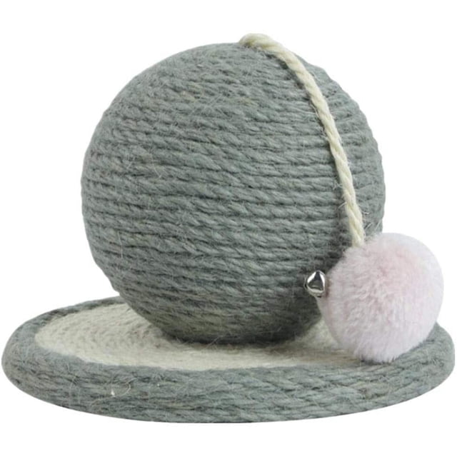 Poste rascador para gatos, poste rascador con garra de mesa con bolas de sisal, juguete interactivo para gatos de Sisal, con bola, redondo, resistente, molinillo (Bo