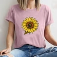 thumbnail image 4 of Fznquz Short Sleeve Women's Tops Casual Pink Plus Size Shirts Summer Crew Neck Sunflower Blouses for Women Under $10, 4 of 6