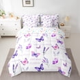 thumbnail image 2 of Manfei Cute Flower 7-Piece Twin Bedding Sets,Country Floral Butterfly Bedding Comforter Set,Pink Purple Ombre Sheet Sets For Kids,Breathable Home Decor, 2 of 8