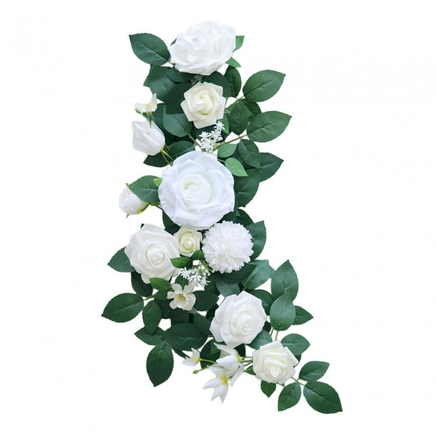 Flores artificiales, rosas, guirnalda floral, decoración de pasillo, respaldo de silla, flores artificiales, arco de boda, flores para banco de boda,
