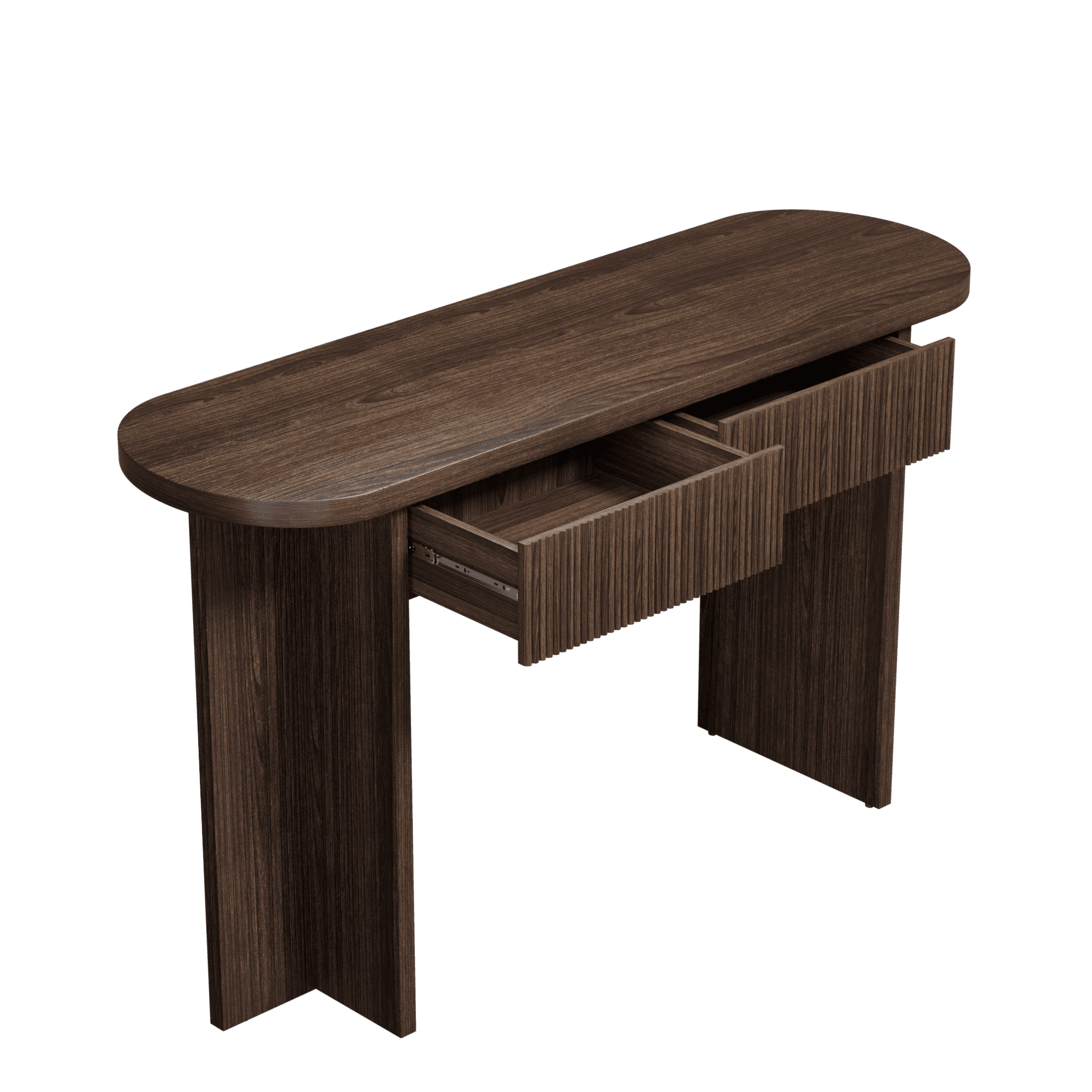 Mintazer 55" Fluted Console Table with 2 Drawers, Modern Entryway Tables with Storage, Sofa Table for Entryway Hallway Living Room, Brown