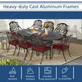 thumbnail image 5 of 9-Piece Patio Cast Aluminum Dining Set, Outdoor Dining Furniture Set for 8 Person, Includes 84" Oval Table and 8 Cushioned Chairs with Umbrella Hole for Patio Deck Garden, Red, 5 of 7