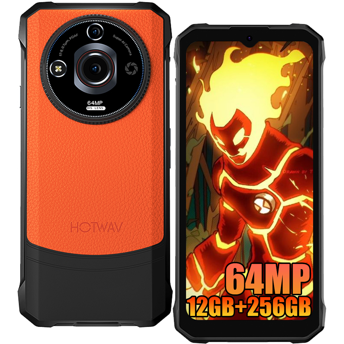HOTWAV T7 Pro Rugged SmartPhone 12GB+256GB 2K Android 13 6280mAh 8MP+64MP IP68IP69K Dual 4G NFC