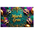 thumbnail image 5 of Mardi Gras Party Banner Decorations Feather Mask Backdrop for Celebration Photography Props Carnival Event Supplies Festive Green Purple Theme Decor, 5 of 9
