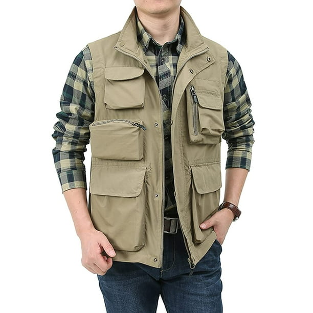 HAORUN Men Casual Outdoor Work Fishing Travel Photo Cargo Vest Jacket
