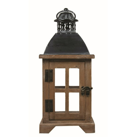 Brown Window Pane Look With Black Top Lantern