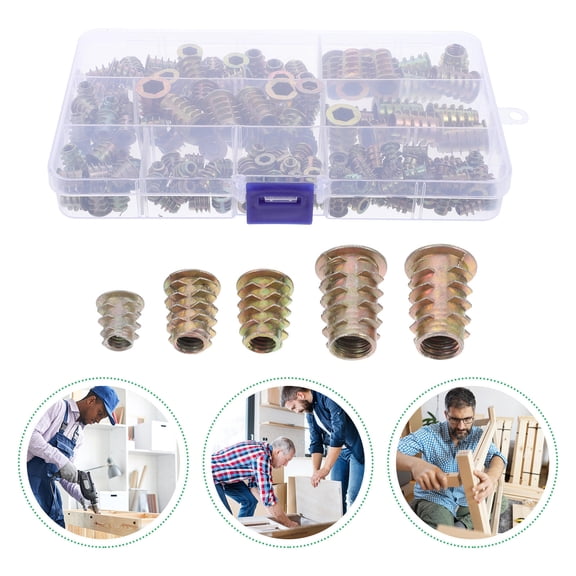ULTNICE Threaded Inserts Nuts Zinc Alloy 165pcs for Furniture