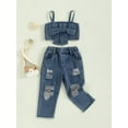 thumbnail image 3 of Suealasg Toddler Girls Clothes 2Pcs Kids Summer Outfit Set 1T 2T 3T 4T 5T 6T Sleeveless Denim Cami Tops and Ripped Denim Pants Jeans, 3 of 8