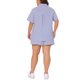 thumbnail image 4 of Conjunto de blusa y pantalones cortos a rayas de talla grande Agnes Orinda para mujeres, con cuello y botones, conjunto casual de verano con bolsillo 3X azul y blanco, 4 of 8