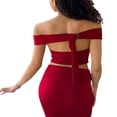 thumbnail image 2 of Women Crop Bandeau Tops Summer Sleeveless Backless Off-shoulder Tops, 2 of 6