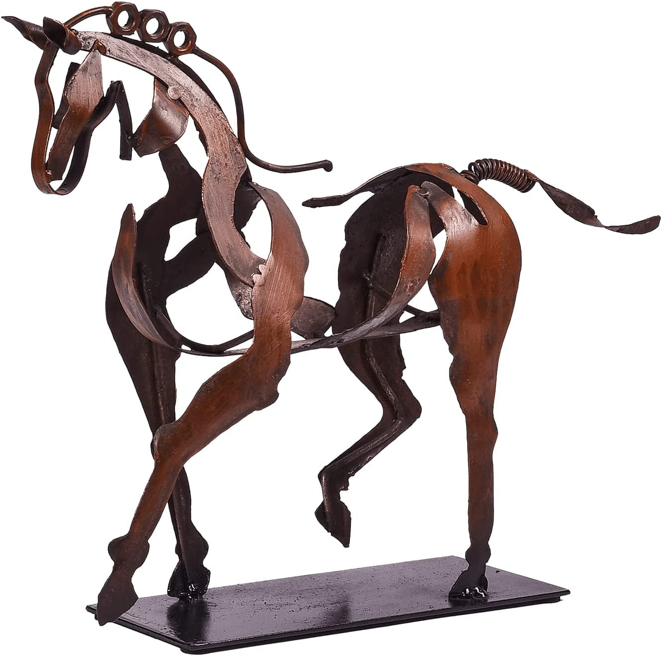 Handcrafted Horse Sculpture - Rustic Brown Metal Statue - Hand-Painted Home and Office Decor - Unique Gift for Equestrian Lovers