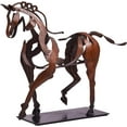 thumbnail image 1 of Estatua de caballo hecha a mano: decoración rústica única para la oficina y el hogar: escultura de metal pintada a mano, 1 of 5