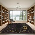 thumbnail image 2 of ODIKA 9'x12' Washable Area Rug Low Pile, Flatwoven, Black Gold Celestial Feline Elegance Design Floral and Star Motifs with Golden for Great Room, Indoor Concept, Large Living, 2 of 7