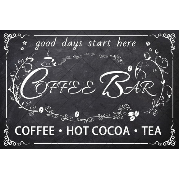 Noete Vintage Coffee Bar Sign Rustic 12x16 Inch Metal Wall Decor for Coffee Bar, Hot Cocoa & Tea Stations Perfect for Home, Café or Office