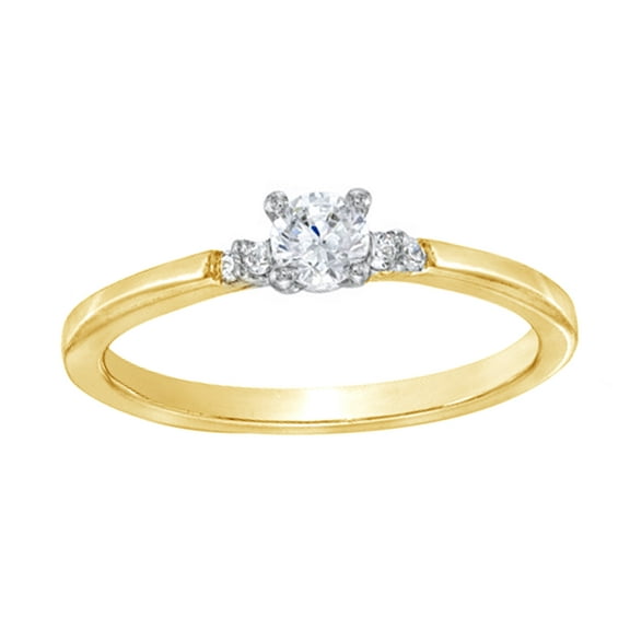 AFFY White Natural Diamond Promise Ring in 10k Yellow Gold