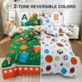 thumbnail image 2 of 6Pcs Bed in A Bag Twin Sports Comforter Set, Rugby Ball Jersey Patchwork Printed Bedding Collections,for Boys Kids Teen,Green, 2 of 6