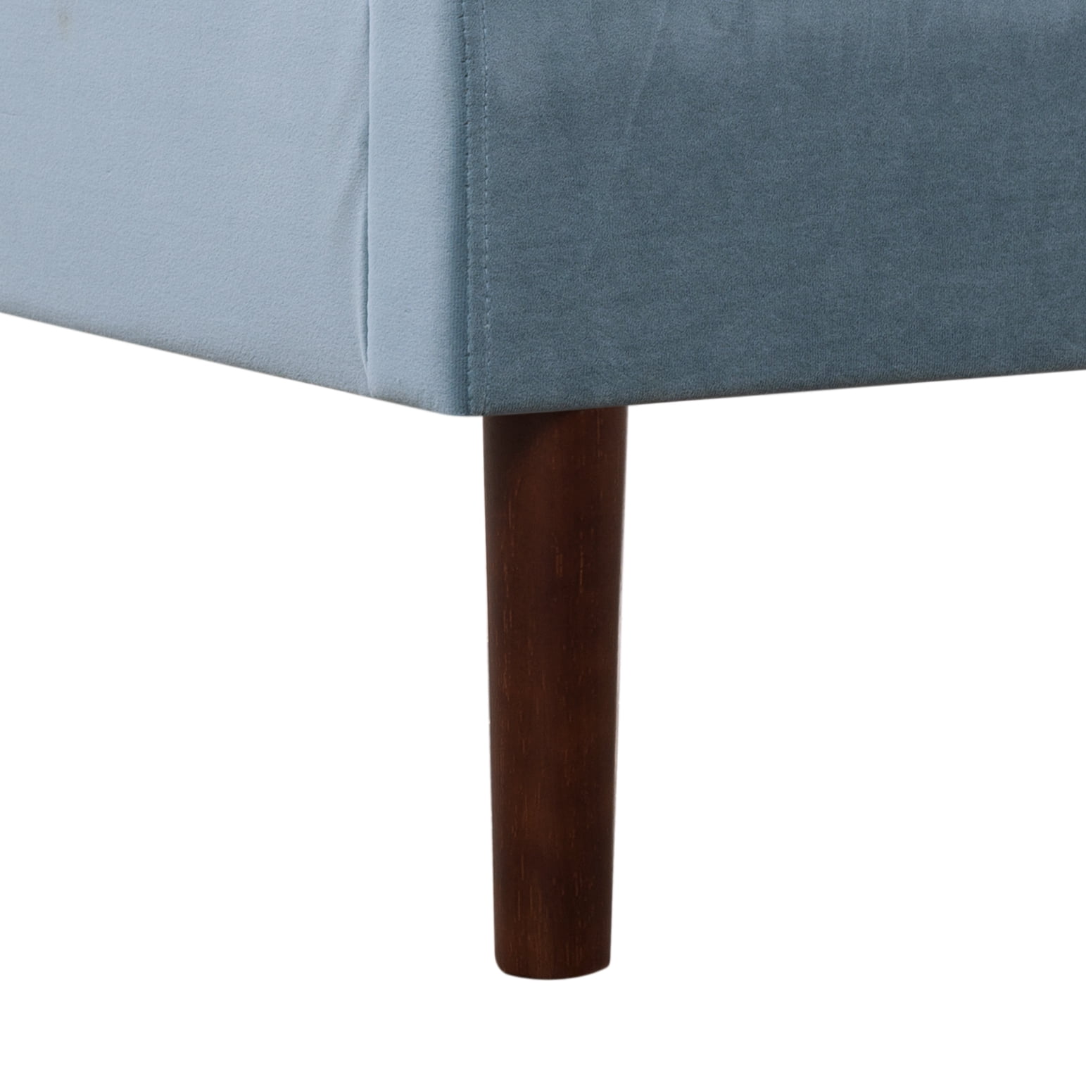 Gewnee Twin Size Platform Bed Frame with Upholstered Headboard,Wood Slats & Center Support Leg,Under-Bed Storage Space,No Box Spring Required,Blue